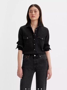 Levi's Classic Fit Black Denim Western Button-Down Shirt